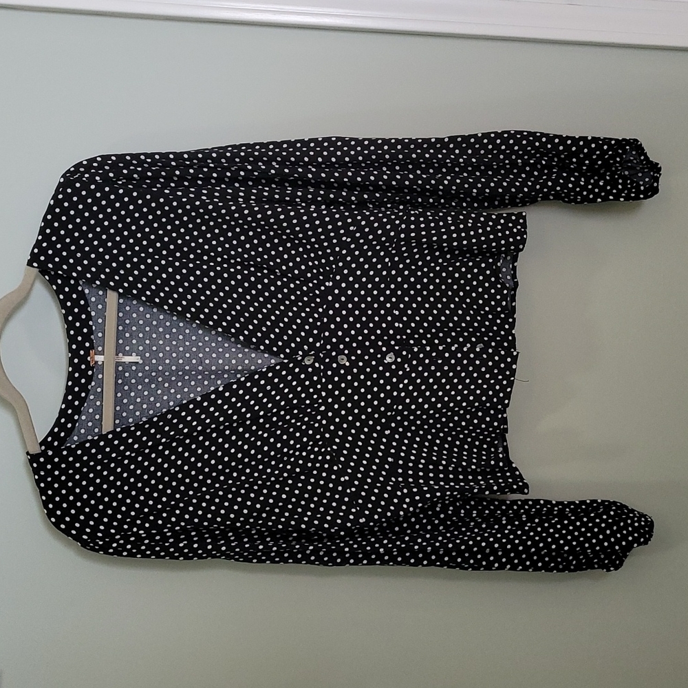 Free People balloon sleeve polka dot blouse